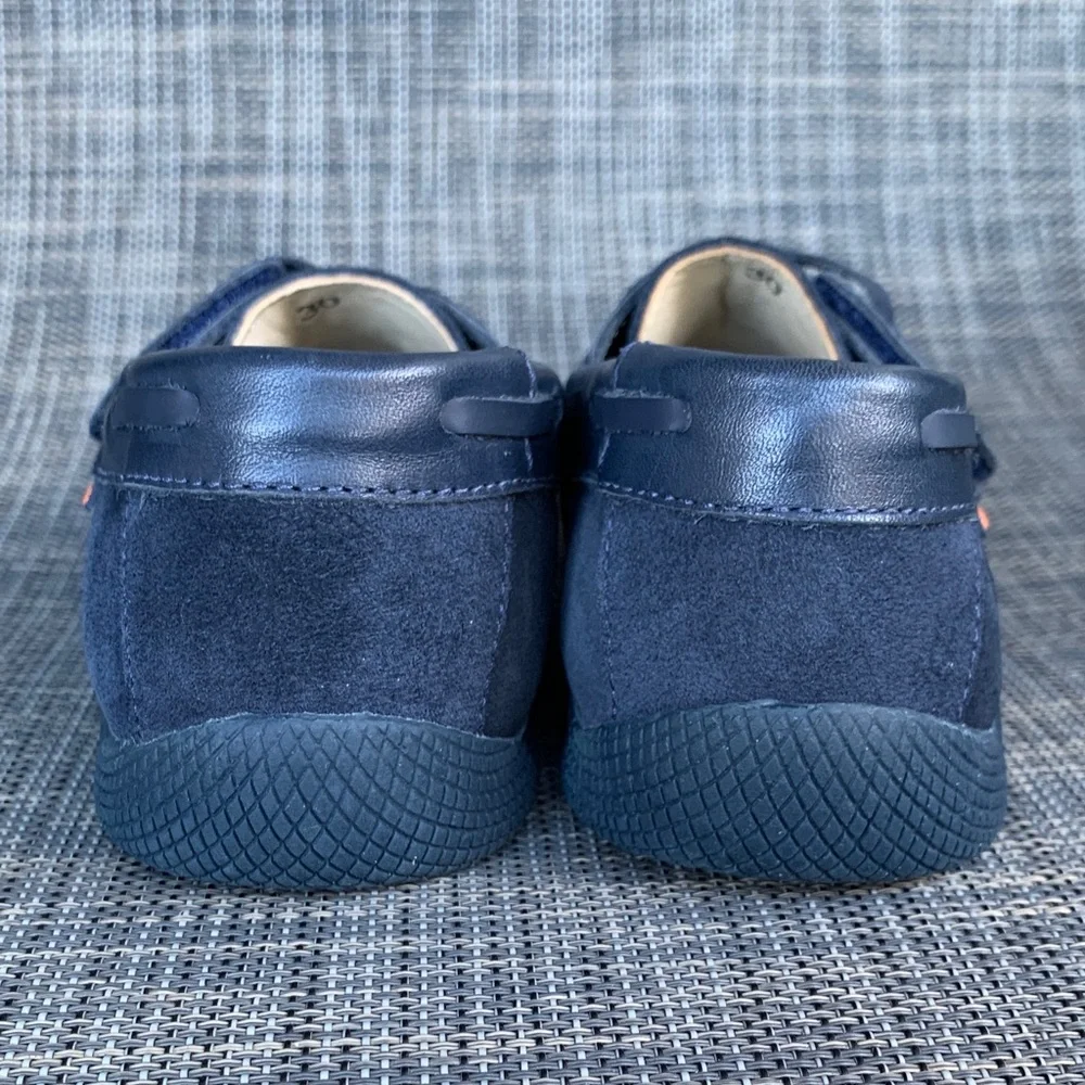 Hush Puppies Kids Navy blue suede loafers Slip on Moccasins size 12